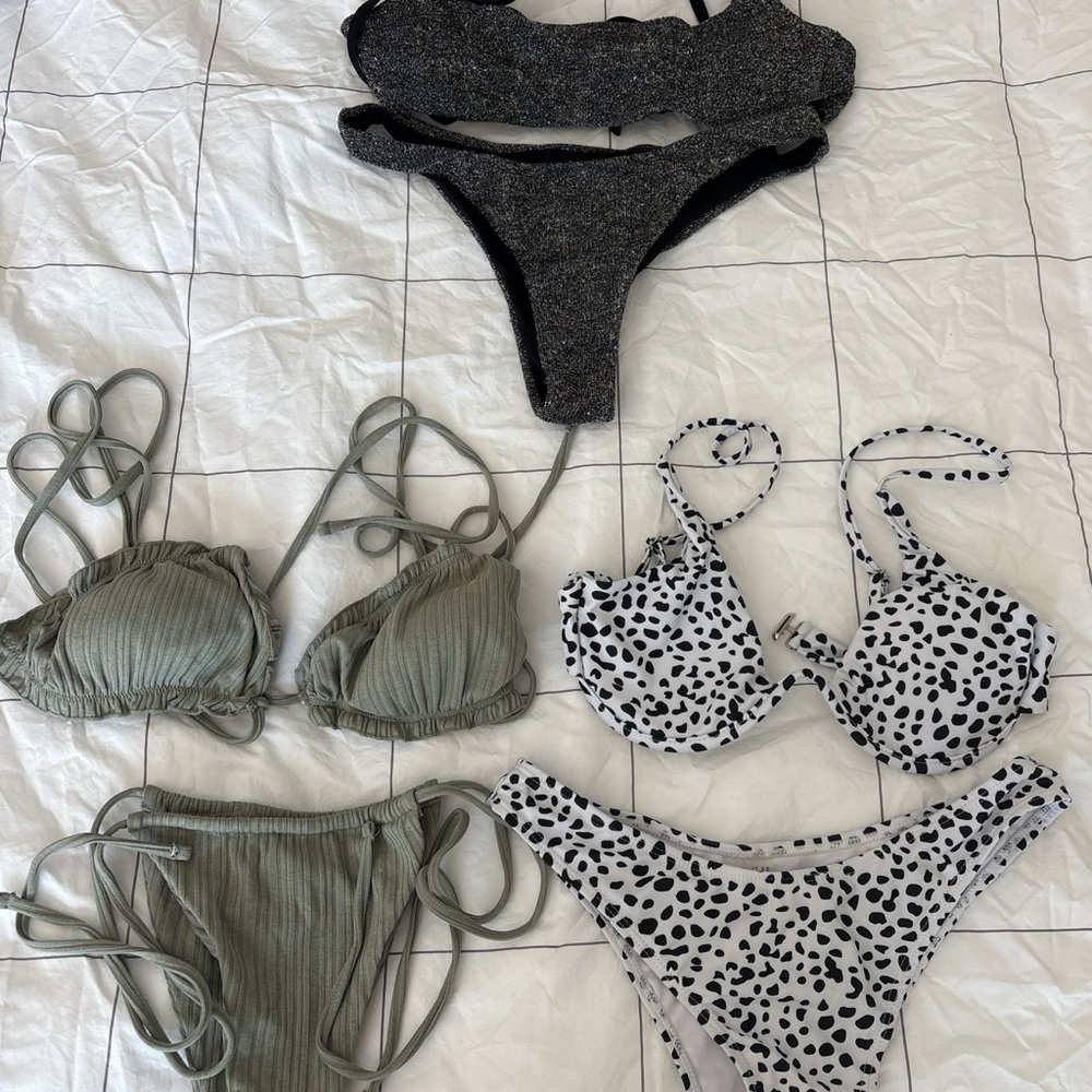 Women’s Olive Green Ribbed Tie-Side Bikini Top - Unbranded